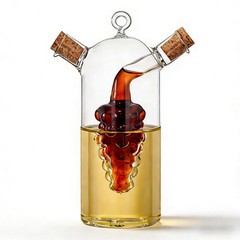 ELETON Grape Motif 2 in 1 Glass Oil and Vinegar Dispenser 10.5 Ounces, Clear