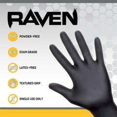 Safety 66519 Raven Powder-Free Nitrile Disposable Glove, X-Large, 7 mil Thick…