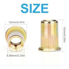 100 Pcs RIVET NUT Flat Head Threaded Insert 1/4-20 UNC Carbon Steel Nutsert SAE