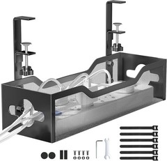 Under Desk Cable Management Tray No Drill 15.1’’, Metal Mesh Black