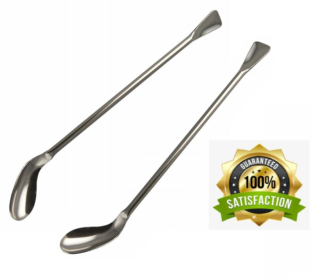 Stainless Steel Lab Spatula Spoon with Flat Ends Perfect for Sampling Stirring