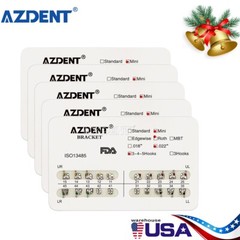 5packs AZDENT Dental Orthodontic Brackets Braces Metal Mini Roth.022 Hooks 345