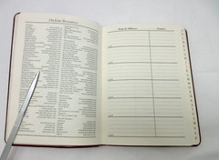 Address Book w Tabs Desk Size 5×7 Morocco Leather Softcover Graphic Image BROWN
