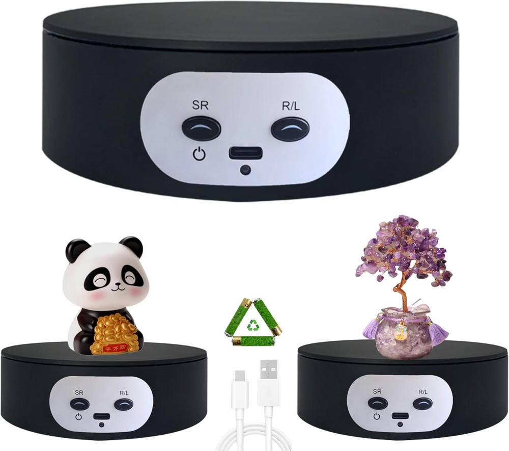 Motorized Rotating Display Stand 5.2in 11Lbs Load 360 Photography Jewelry Black