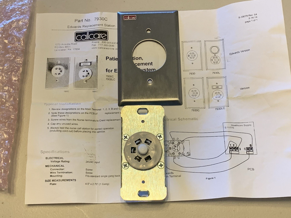 NEW In Package Callcare ET-7930C Edwards Replacement Station . See Pictures