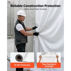 Uimoso 10 Mil Plastic Sheeting Roll 6×50 ft Durable Polyethylene Black/White