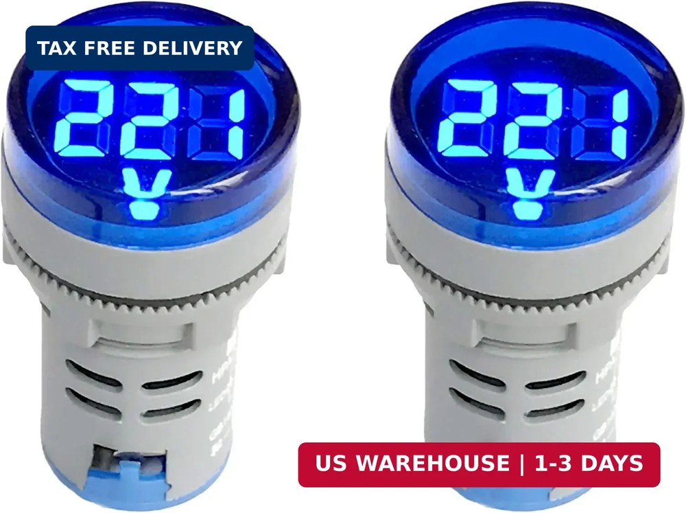 80-500V AC Digital Voltmeter 110V 220V 380V Red Green Yellow White LCD 2 Pack