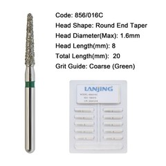 Dental Diamond Burs FG Round End Taper High Speed Super Coarse Fine Grit 856