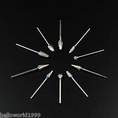 10Pcs Dental Lab Polishing Bur Drills Tungsten Steel Carbide Burs 2.35MM HP