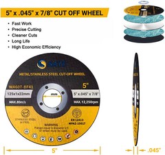 50 Pack 5 inch Cut Off Wheels Angle Grinder Cutting Disc Metal & Stainless Steel
