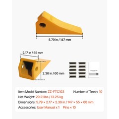 Uimoso 10 Pack 230SP Bucket Teeth with Pins 23 230 Series Excavator Bucket Teeth
