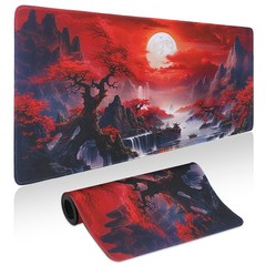 Mouse Pad Gaming – Desk Mat for 31.5L x 11.8W inches, Red Cherry Blossoms