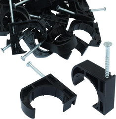 50 PCS 1″ Half Clamp Fixture Black J-Hook with Nail J Clamps For 1″ PEX Tubing/P