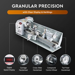 CREWORKS 9×24″ Mini Metal Lathe 1100W Brushless Motor 3000rpm Benchtop 3-Jaw