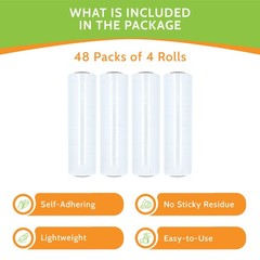 18″ x 1500′ 80 Gauge 192 Rolls Cast Hand Pallet Stretch Wrap Clear Shrink Film