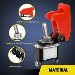 Professional Racing SPST Toggle Switch 12V 20A with Safety Covers – 5 Pack
