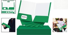 Elegant Green 2 Pocket Glossy Paper Folders – 50 Count for Ultimate Organization