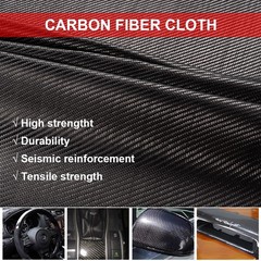 20″ x 150cm Real Carbon Fiber Fabric Cloth Roll 3k 200gsm 2×2 Twill Weave Black