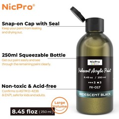 Nicpro Iridescent Black Acrylic Paint, 8.45oz / 8.45 Fl Oz (Pack of 1),