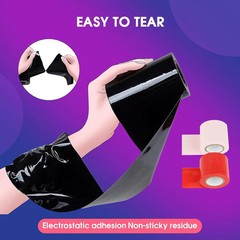 BDSM Bondage Restraints Tape Set – 3 Rolls Electrostatic Tape with Blindfold for
