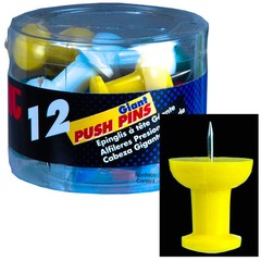 OIC 92902 Giant Push Pins, Assorted Colors, Tub of 12