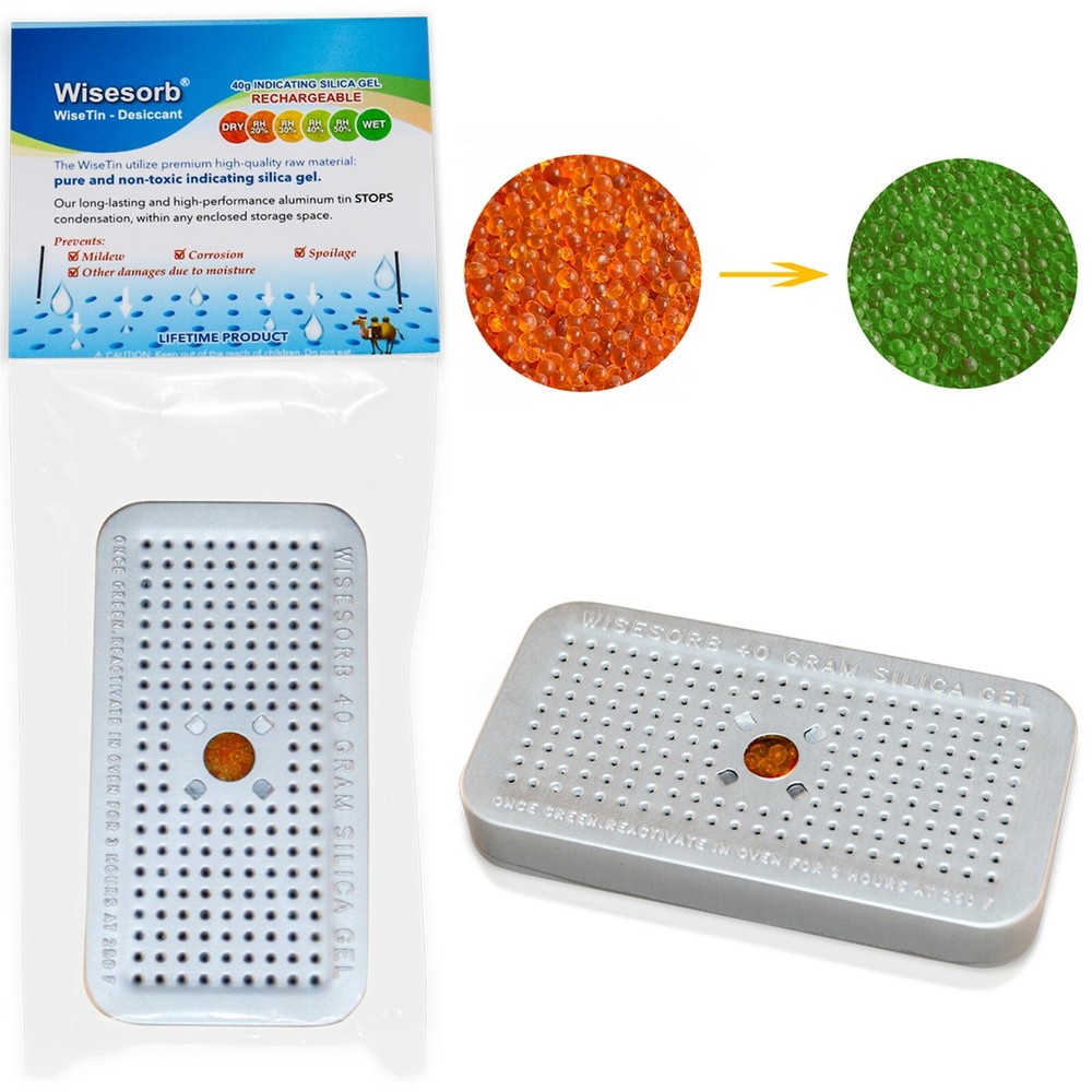 40Gram Silica Gel Canister, Reusable Desiccant Dehumidifier (Orange to Green)
