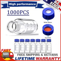1000PCS 2ml Autosampler Vials+Pre-Slit Caps 9-425 Glass Bottle Screw Top HPLC GC