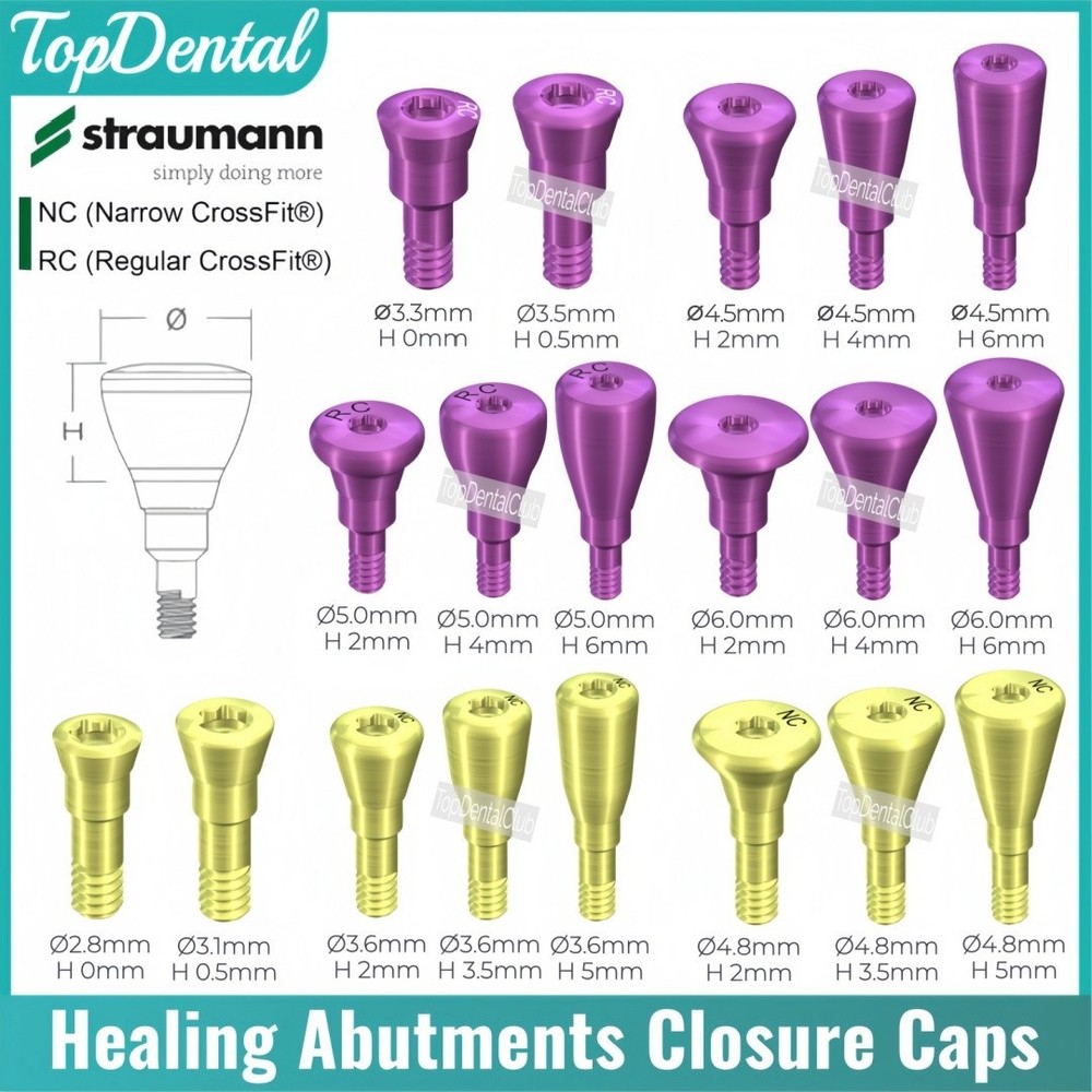 NC/RC Dental Healing Abutment Closure Cap Bone Level Titanium Fits ITI Straumann