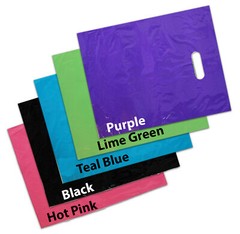 9″ x 12″ Colored PLASTIC MERCHANDISE Bags Retail Store Bags w/Die Cut Handles