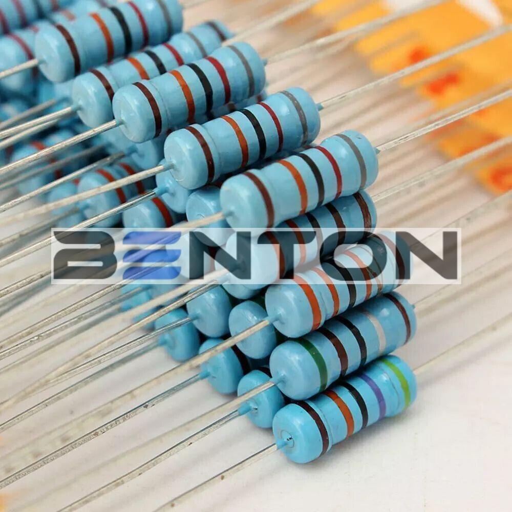 500Pcs 50 Values 1% 1Ω~10MΩ 1W (1 Watt) Metal Film Resistor Assortment Kit Set