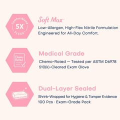 Supmedic Medical Nitrile Exam Gloves, 3.5 mil Small, Small (Rose Quartz)