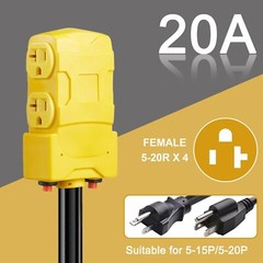 240V to 120V] 30 Amp to 20 Amp 110V Adapter, NEMA 10-30P Adapter to 4X 5-15R/…