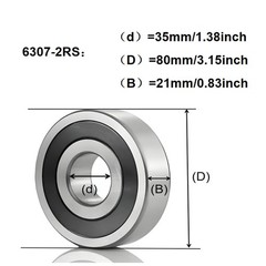 2PCS 6307-2RS Bearing 35×80×21mm Double Sealed