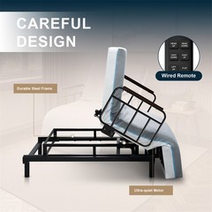 Electric Lift Bed for Seniors with OneTouch Backrest Lift & Wired Remote Control