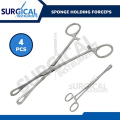 4 Pcs Foerster Sponge Forceps 7″ Serrated Surgical Veterinary German Grade