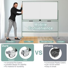 72″ x 36″ Double-Sided Magnetic Whiteboard w/ Stand and Aluminum Alloy Frame