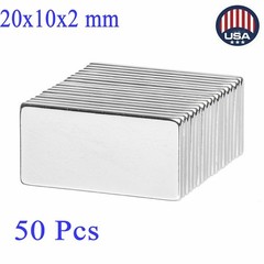 50Pcs Strong Magnets 20x10x2mm N52 Grade Neodymium Block Small Rectangle Magnet