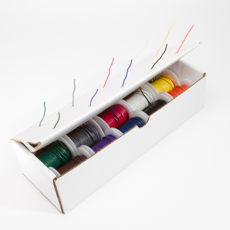 20 AWG Gauge Stranded Hook Up Wire Kit 25 ft Ea 0.0320″ 10 Color UL1007 300 Volt