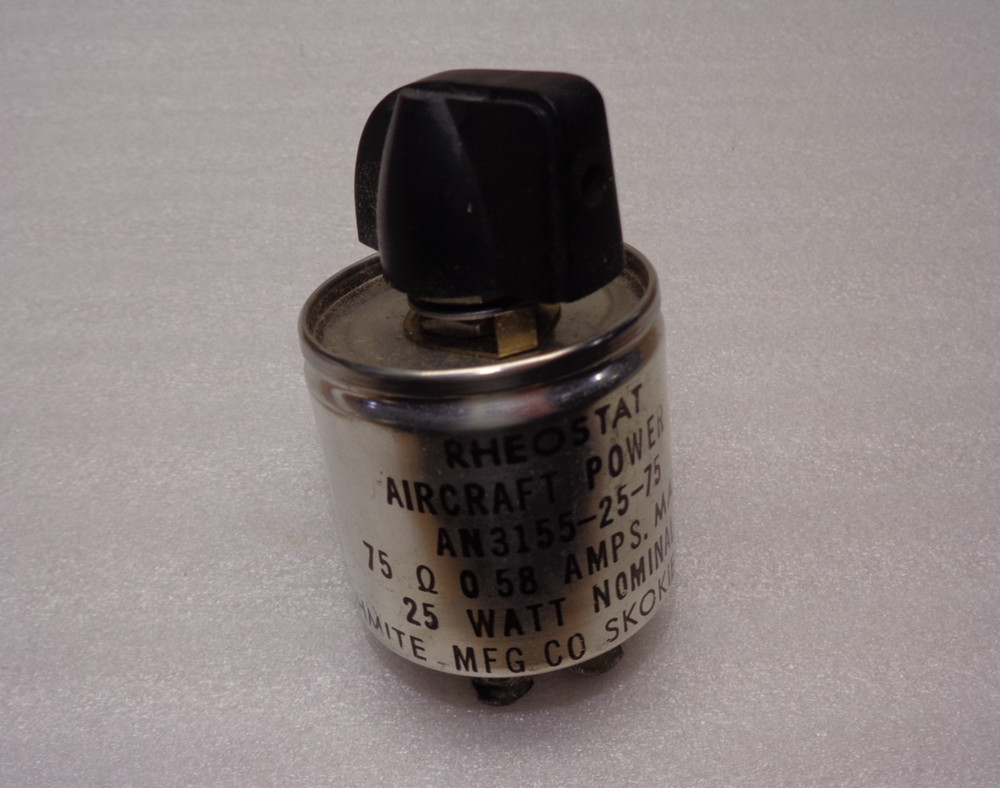 OHMITE AIRCRAFT 75 OHMS 25W POWER RHEOSTAT AN3155-25-75 NEW (LAST ONES)