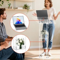 Modern Clear Acrylic Plexiglass Podium Pulpit Lectern Confer w/ Tilted Top Shelf