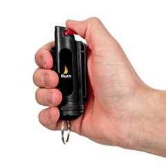 2 Pack BURN Pepper Spray 1/2oz Self Defense Keychain Case Molded OC Black