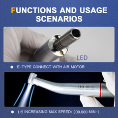 Dental electric motor LED micromotor 1:5 + 1:1 contra angle handpiece for Chair