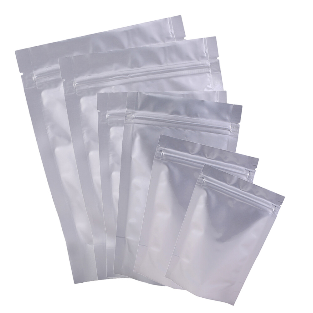 New Heavy Duty Silver Foil Stand Up Zip Seal Resealable Bags Multiple QTY Sizes