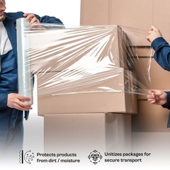 Thin and Pliable Wrap Stretch Film 18″ x 1500′ Wrapping Clear Plastic Film