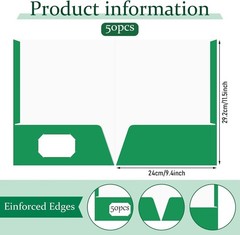 Elegant Green 2 Pocket Glossy Paper Folders – 50 Count for Ultimate Organization