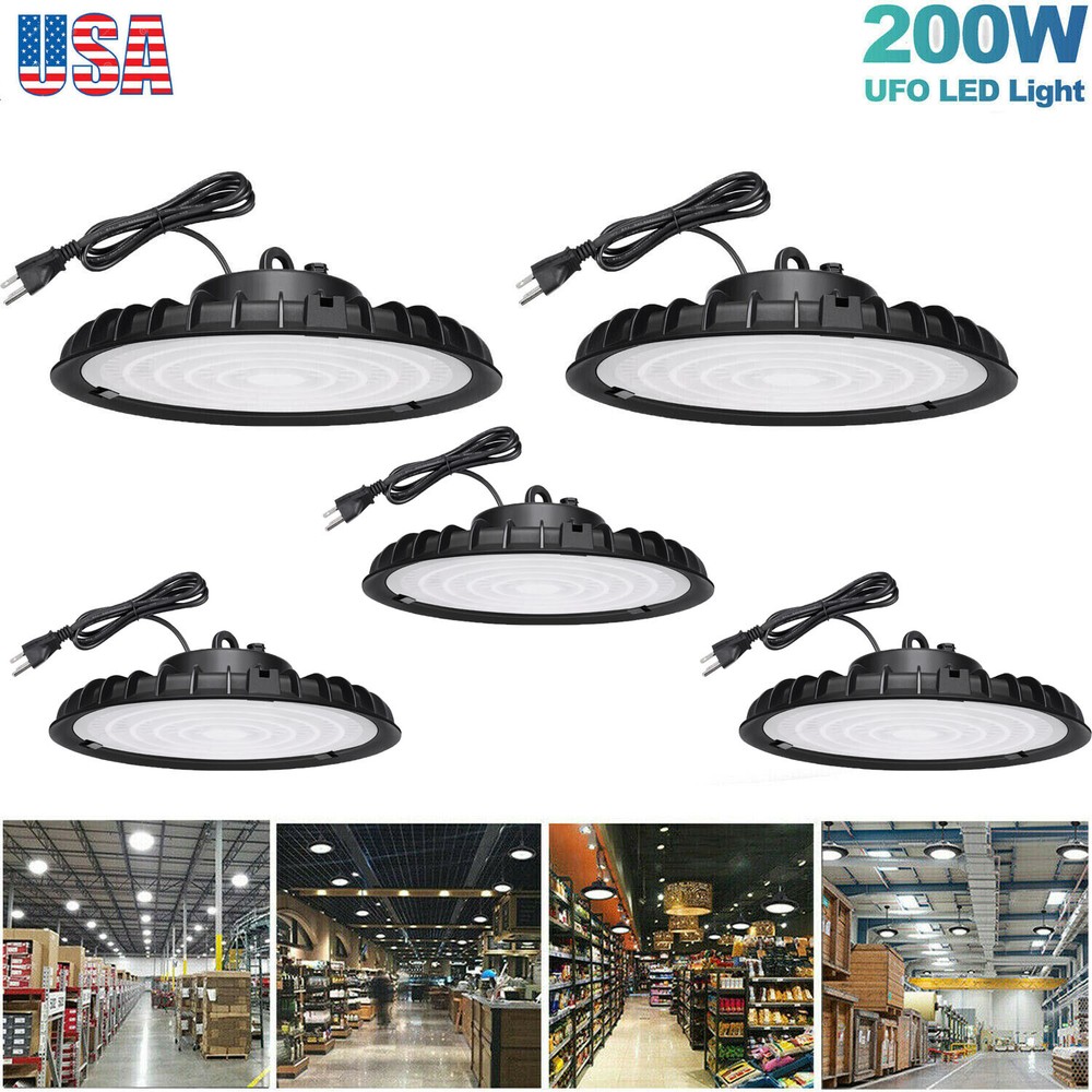 200W UFO LED High Bay Light Shop Lights Warehouse Commercial Garage Lamp 6000K