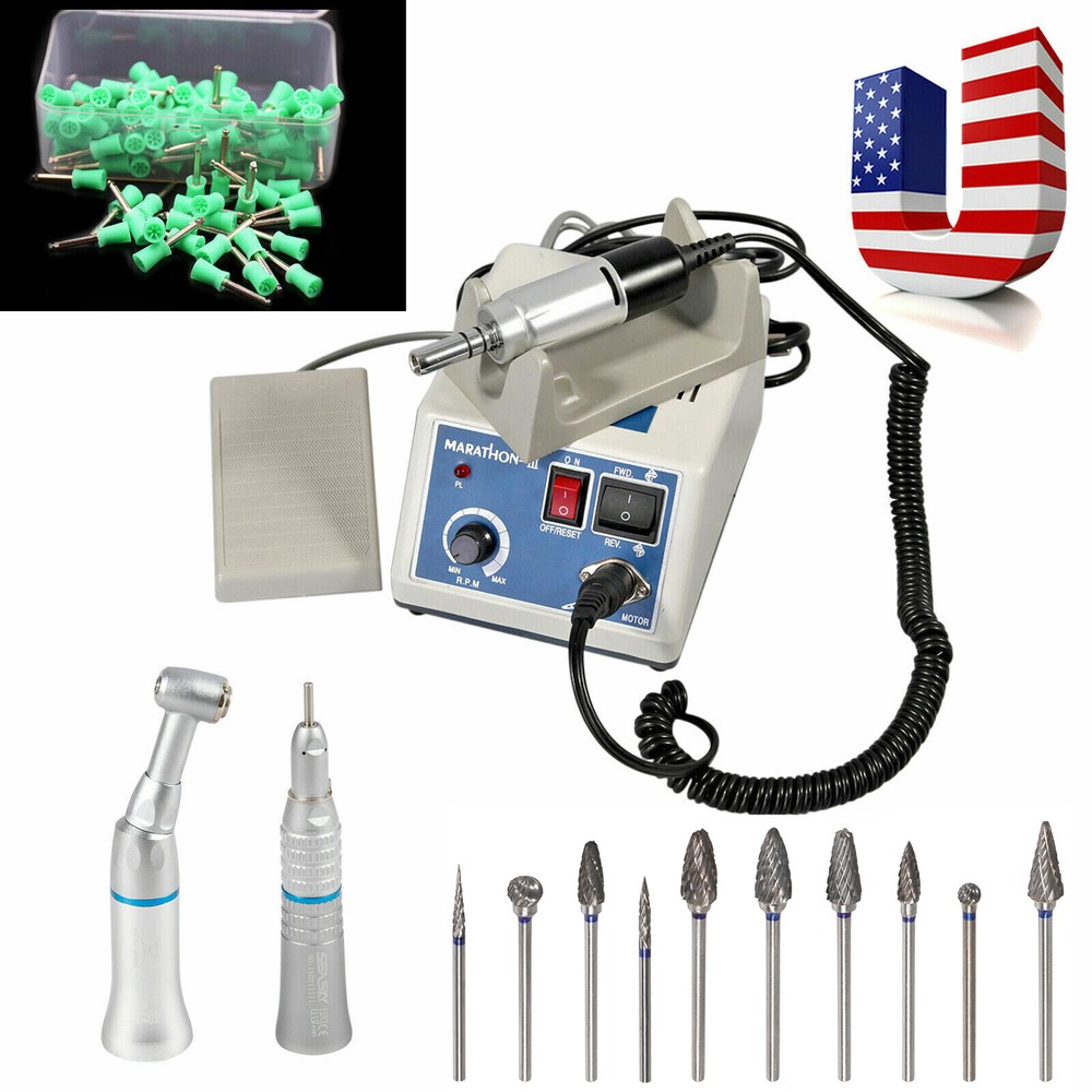 Dental Marathon Lab Electric Micromotor 35K RPM / Low Handpiece Drill Burs Cups