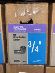Poly Inserts | 90 Degree Combination Elbow | 3/4” | Qty. 25 | One Box