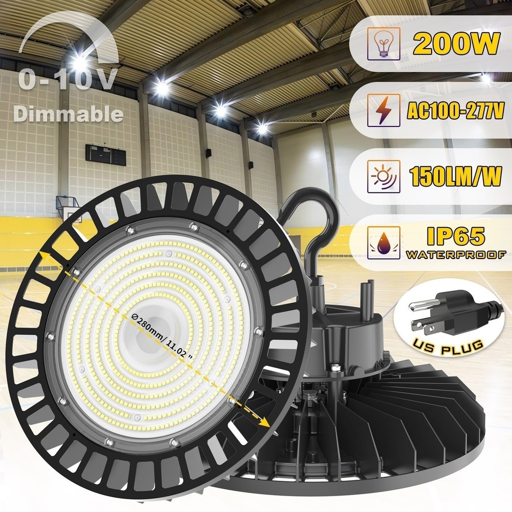 UFO LED High Bay Lights 200W Low Bay Light Fixture For Factory Garage Warehouse