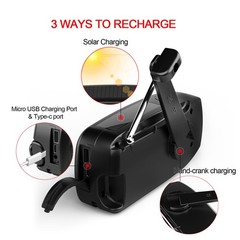 Solar Emergency Hand Crank NOAA Weather Radio with AM/FM, 2000mAh USB Phone Char